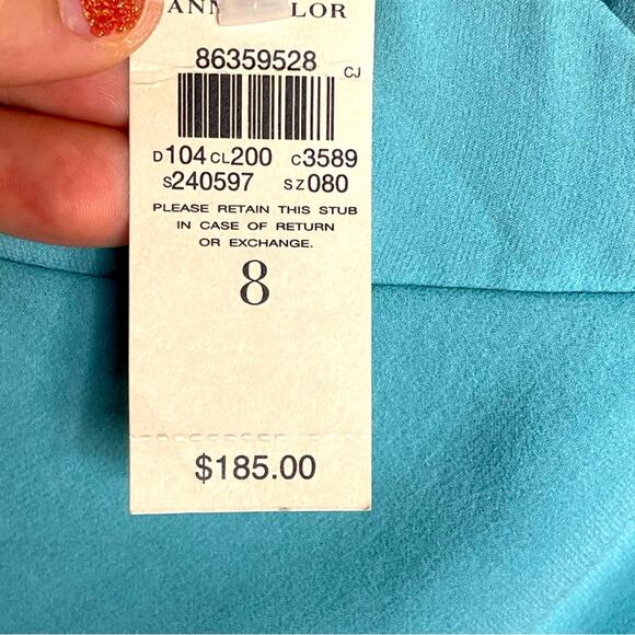 100% Silk Light Teal / Aquamarine Tulip Hem Dress - Picture 8 of 9